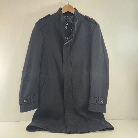Zara Man Moda Sport Black Overcoat Trench Coat Mens Size Large - Picture 1 of 11